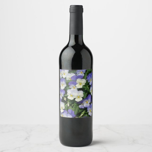 Purple Pansies Garden Floral Wine Label (Front)