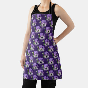 Purple Pansies Grape Background Apron