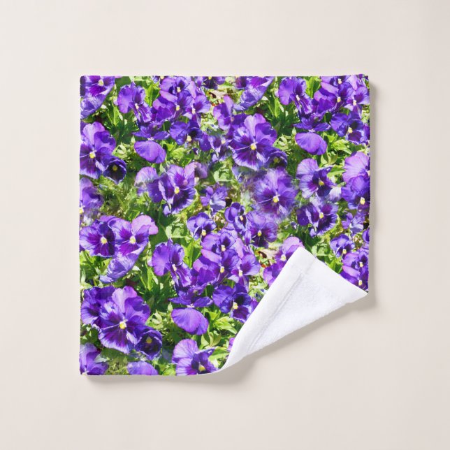 Purple Pansies Growing On Bushes, Wash Cloth (Wash Cloth)