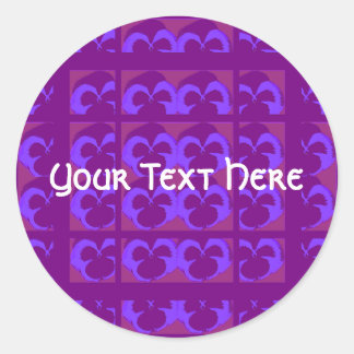 Purple Pansies in Rows and Columns Classic Round Sticker