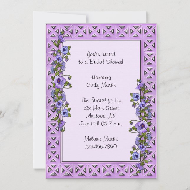 Purple Pansies Invitation (Front)