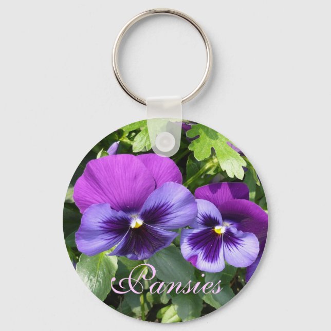 Purple Pansies Keychain (Front)