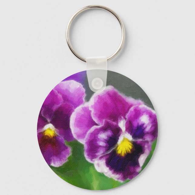Purple pansies keychain (Front)