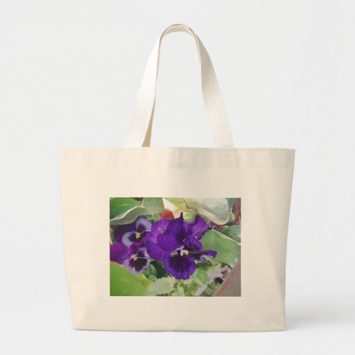 Purple Pansies Large Tote Bag