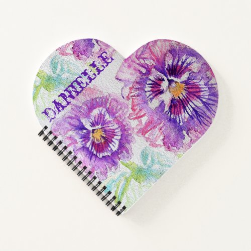 Purple Pansies Love You Pansy floral Name Notebook