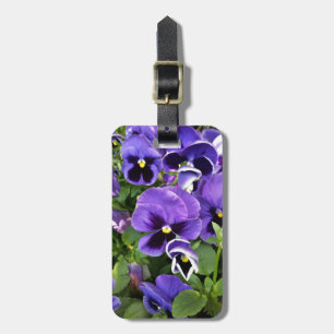 purple pansies luggage tag