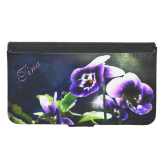 Purple Pansies Nebula Galaxy S5 Wallet Case