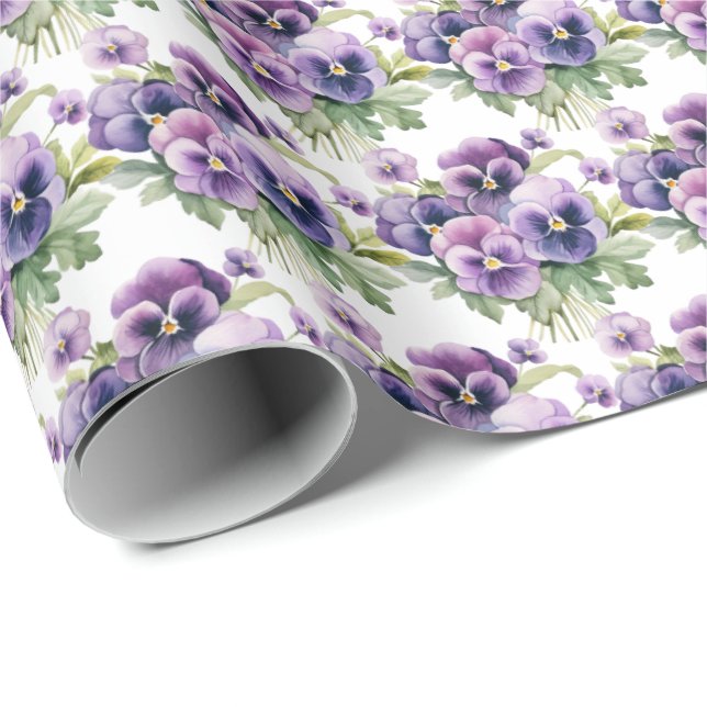 Purple Pansies Pansy Wrapping Paper (Roll Corner)