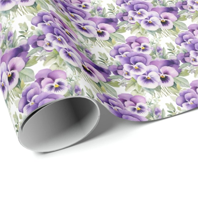 Purple Pansies Pansy Wrapping Paper (Roll Corner)