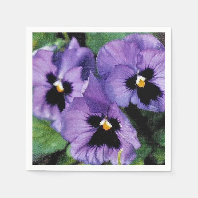 Purple Pansies Paper Napkins (Front)
