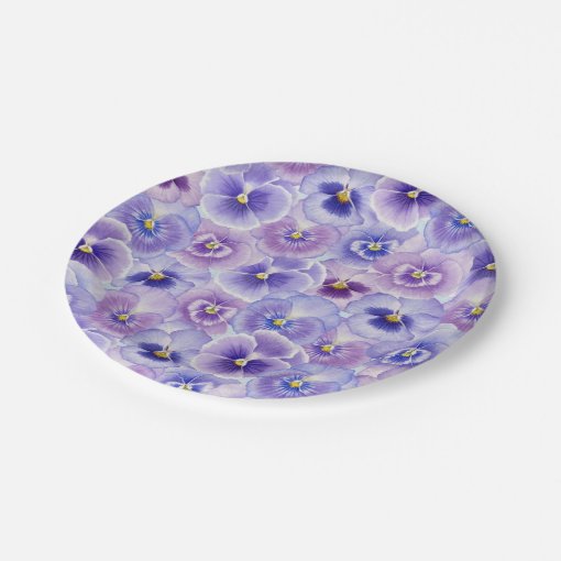 Purple Pansies Paper Plate Zazzle