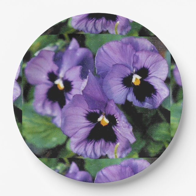 Purple Pansies Paper Plates (Front)