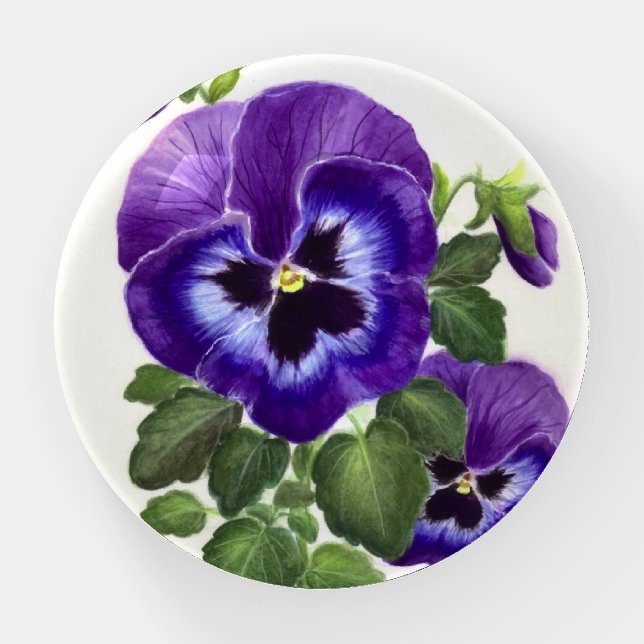 Purple pansies paper weight (Front)