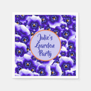 Purple Pansies Pattern and Your Name Garden Party Napkins