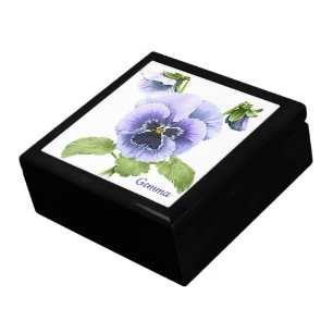 Purple Pansies Personalized Keepsake Jewelry Box