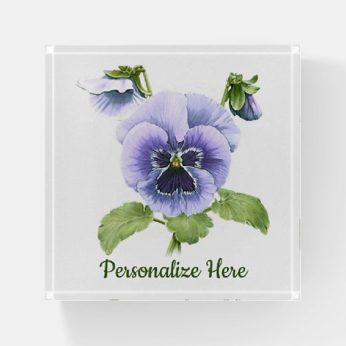 Purple Pansies Personalized Paperweight