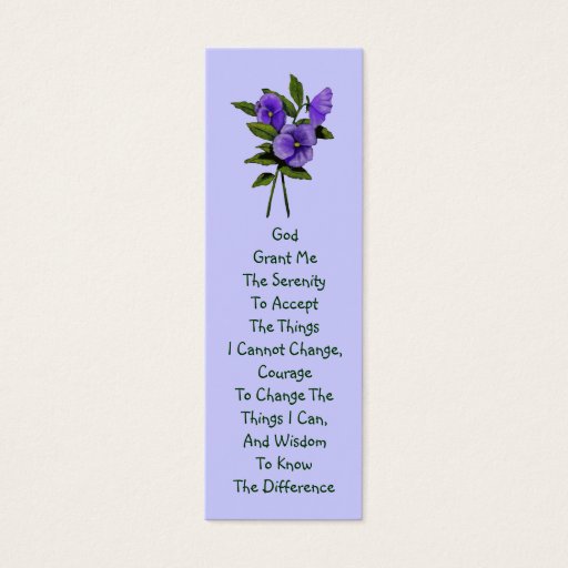 Customizable Purple Pansies, Serenity Prayer Business Card Templates