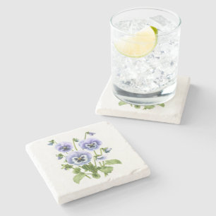 Purple Pansies Stone Coaster