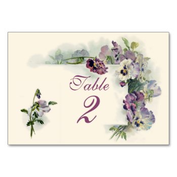 Purple Pansies Table Number by Past_Impressions at Zazzle