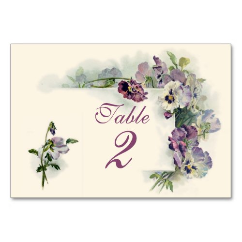 Purple pansies table number