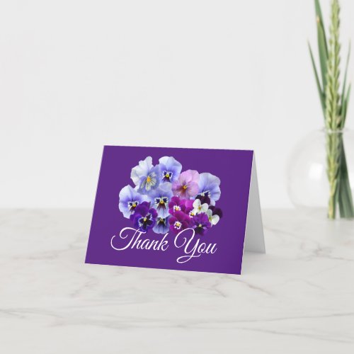 Purple Pansies Thank You Notes Cards Blank Inside