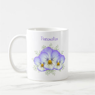 Purple Pansies With Name Coffee Mug