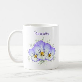 Purple Pansies With Name Coffee Mug by PhotographyTKDesigns at Zazzle