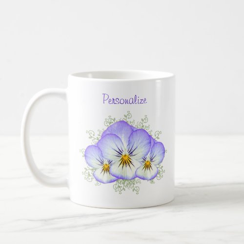 Purple Pansies With Name Coffee Mug