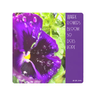Purple Pansy and Hope Metal Art