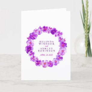 Purple pansy art watercolor wedding ceremony program
