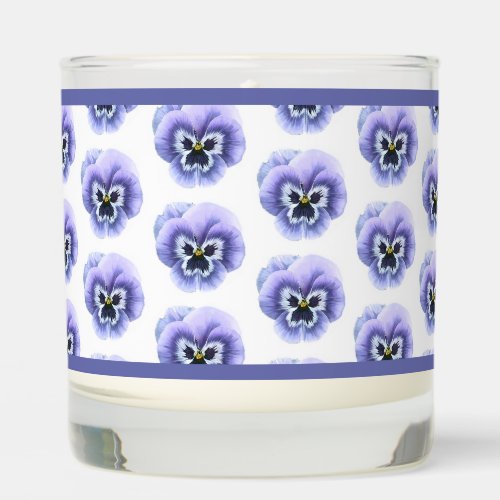 Purple Pansy Botanical Art Pattern Scented Candle