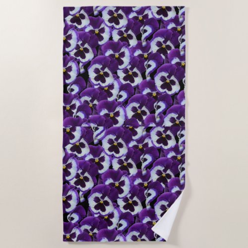 Purple Pansy Bouquet Beach Towel