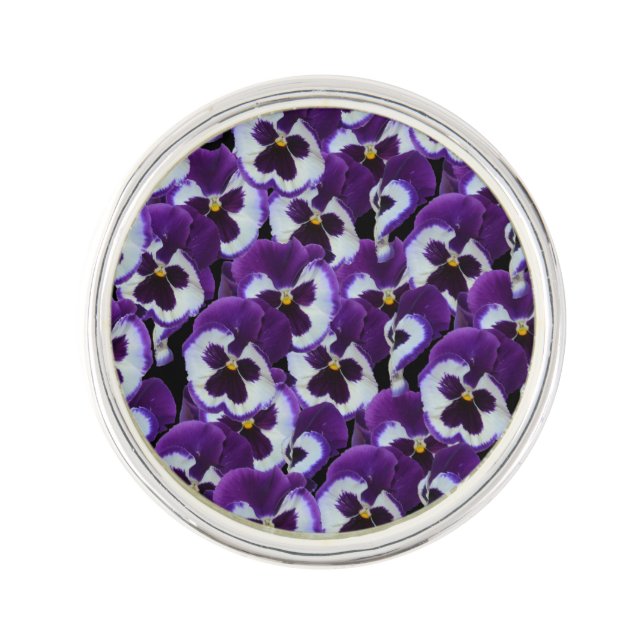 Purple Pansy Bouquet, lapel pin (Front)
