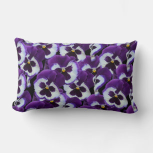 Purple Pansy Bouquet Lumbar Lounge Cushion