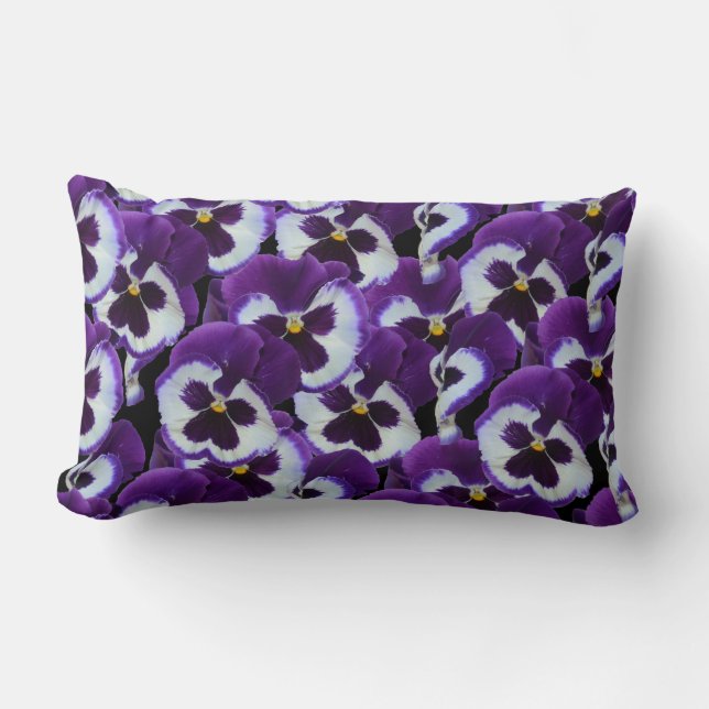 Purple Pansy Bouquet Lumbar Lounge Cushion (Front)