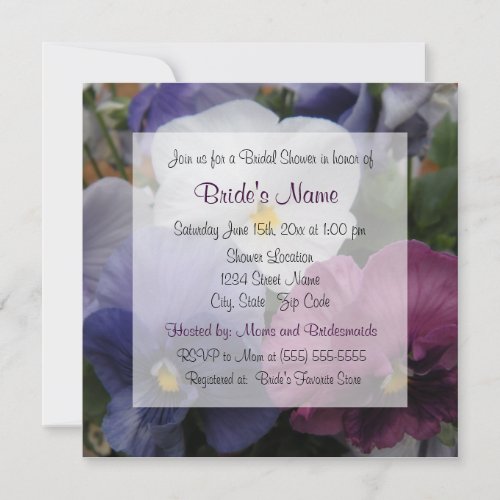 Purple Pansy Bridal Shower Invitation