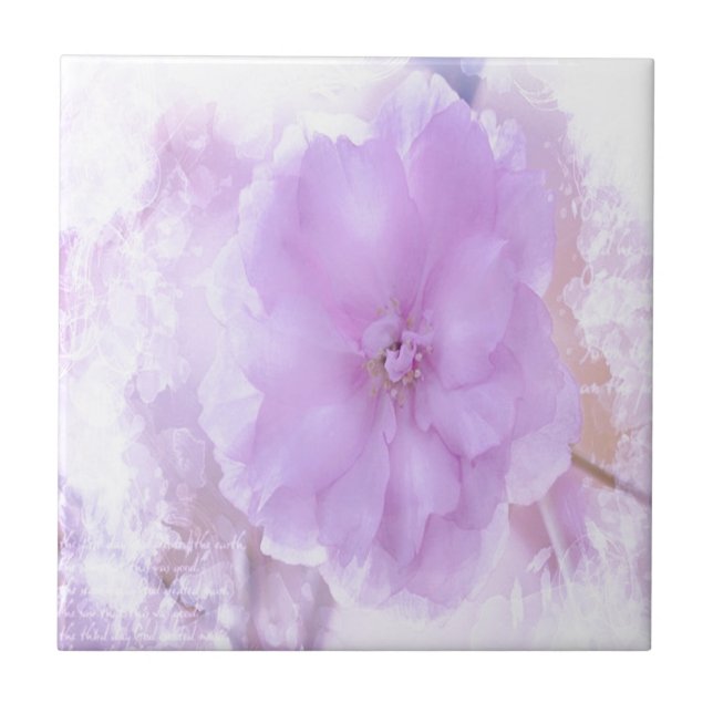 Purple Pansy Ceramic Tile (Front)