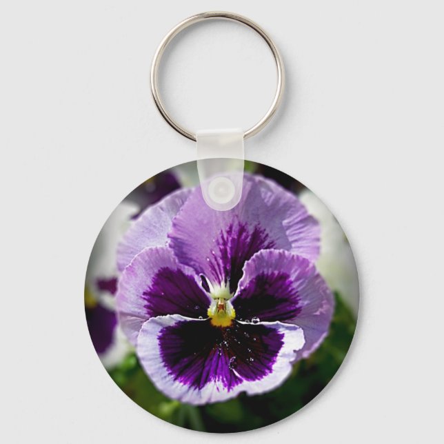 Purple Pansy Close Up Keychain (Front)