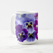 Purple Pansy Coffee Mug Floral Flower Cups (Front Left)
