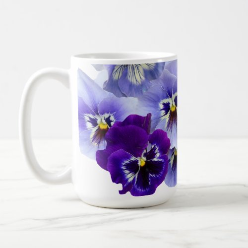 Purple Pansy Coffee Mug Floral Flower Cups