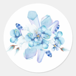 Purple pansy, crystal set in watercolor classic round sticker