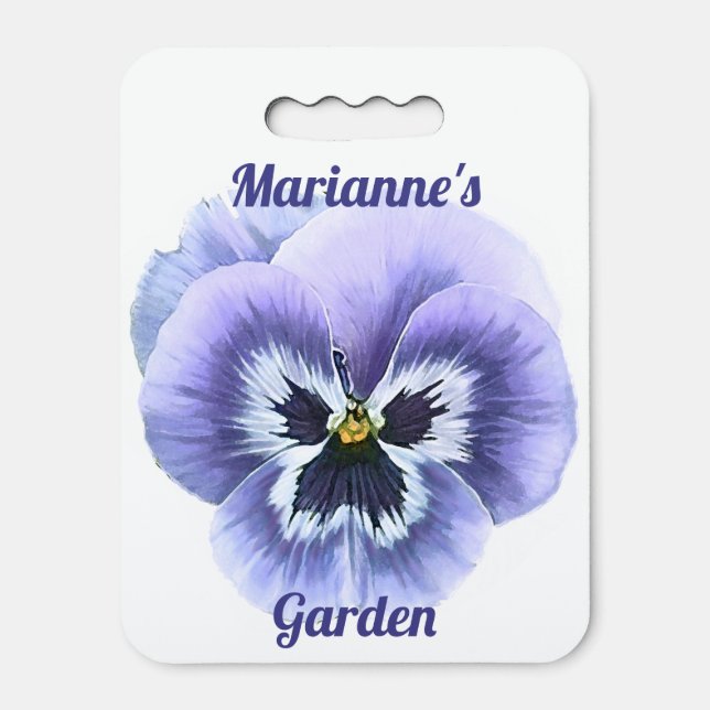 Purple Pansy Face Floral Kneeling Pad (Front Vertical)