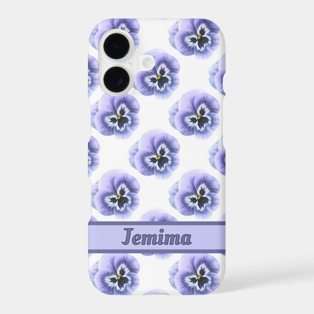 Purple Pansy Face Flower Pattern Personalized iPhone Case (Back)