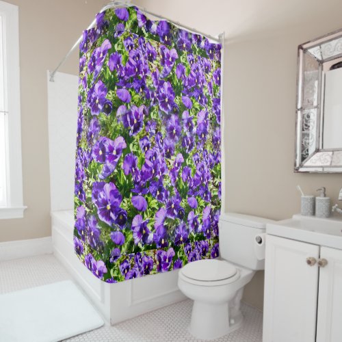 Purple Pansy Field Shower Curtain