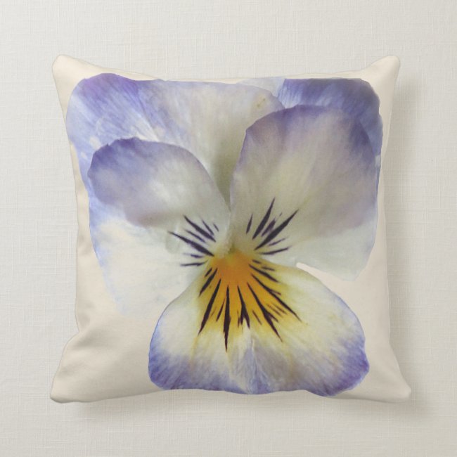 Purple Pansy Floral Design Throw Pillow