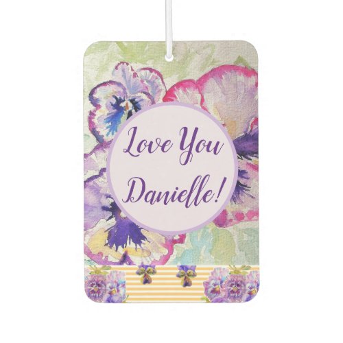 Purple Pansy floral Flower Car Air Freshener