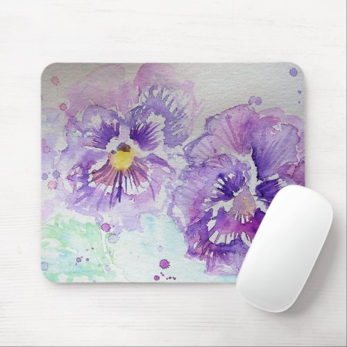 Purple Pansy Floral flowers Computer Mouse Mat Pad