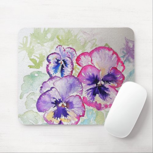 Purple Pansy Floral flowers Computer Mouse Mat Pad