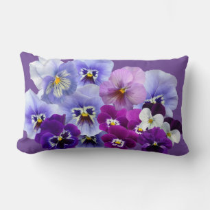 Purple Pansy Floral Home Decor Lumbar Pillow