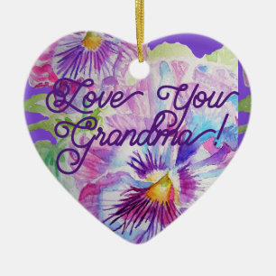 Purple Pansy Floral Love You Grandma Decoration
